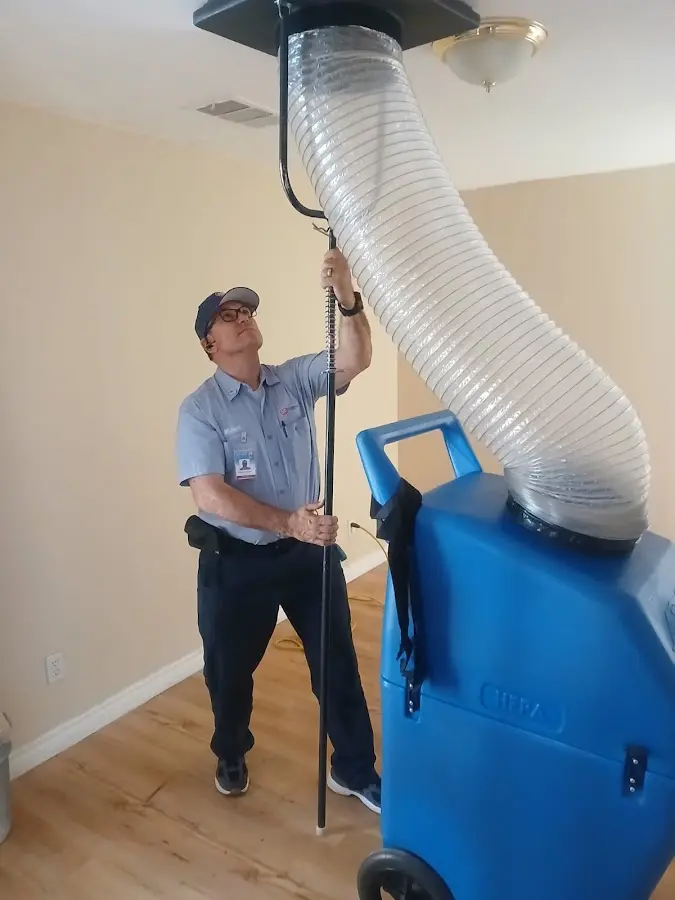 Mini Split Installation technician using HEPA equipment in Memphis